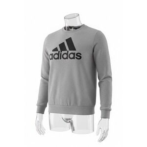 Adidas Pullover Sweatshirt size MEDIUM Grey Long Sleeve Logo Print Crew Neck